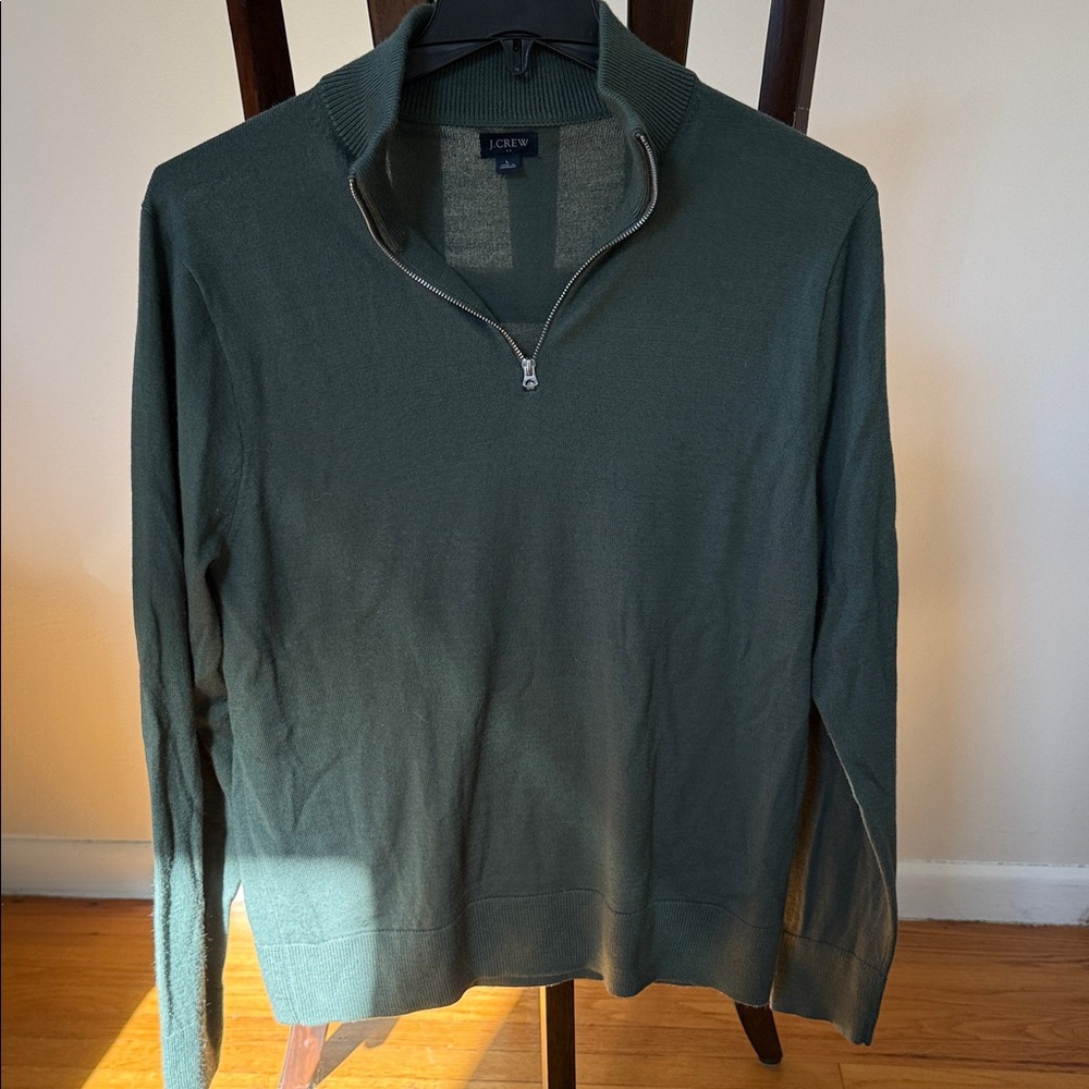 J. Crew Men's Forest Green Zip-Up Sweater